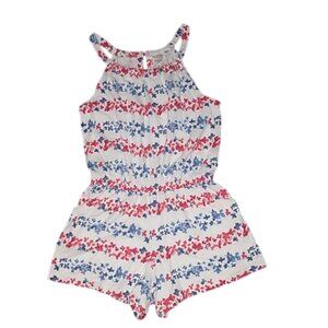 OSHKOSH B'GOSH, FLORAL JUMPSUIT, COLOR: WHITE, RED, BLUE, SIZE: 8